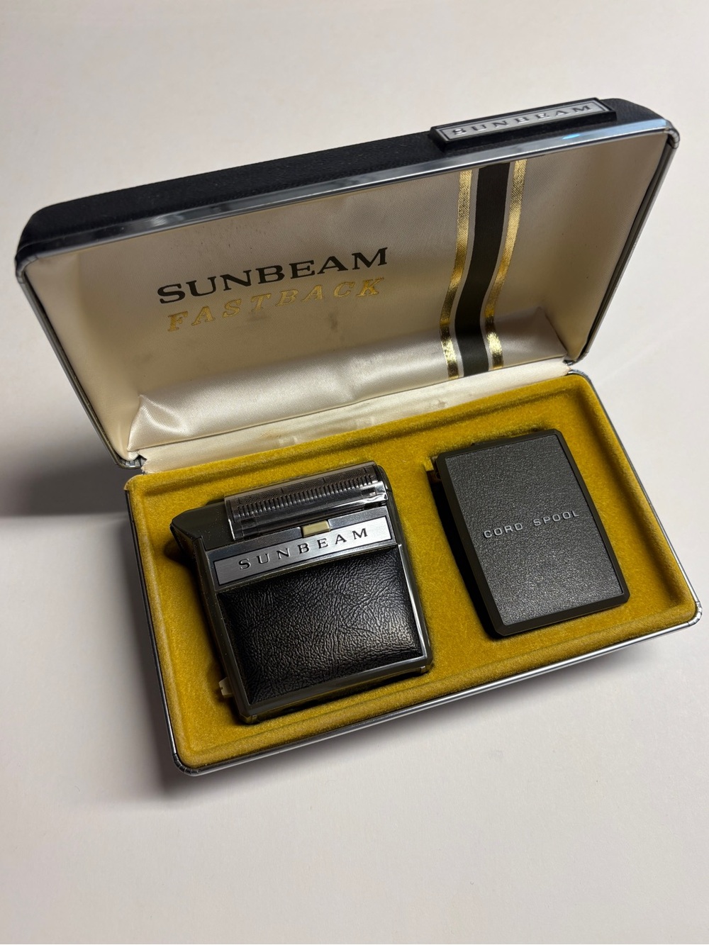 Vintage Sunbeam Fastback Electric Razor with Original Storage Box